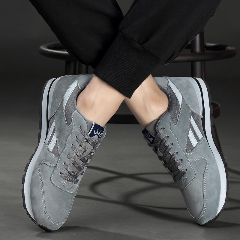 Men Genuine Leather Sneakers Breathable Casual Shoes Non-slip Outdoor Walking Shoe Light Lace-up