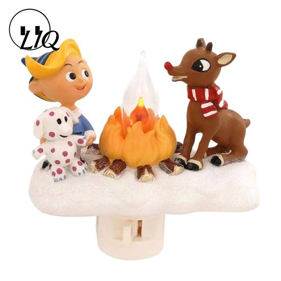 Weihnachtsparty Tischdeko Nachtlicht, Weihnachtsmann Oma Lagerfeuer Harz LED Lampe Energiesparendes Licht für Schlafzimmer, Stecker-in Festliche Atmosphäre