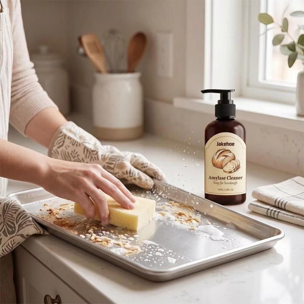 100ML Dishes Cleaning Agent Fast Acting Sourdough Enzyme Soap Dough Dissolving Agent for Kitchen