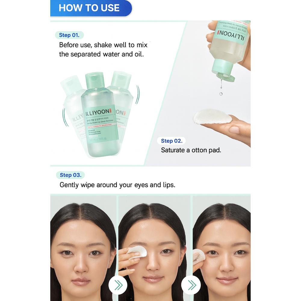 ILLIYOON Gentle Deep Lip & Eye Remover 140ml / Mild Waterproof Makeup Remover for Sensitive Skin
