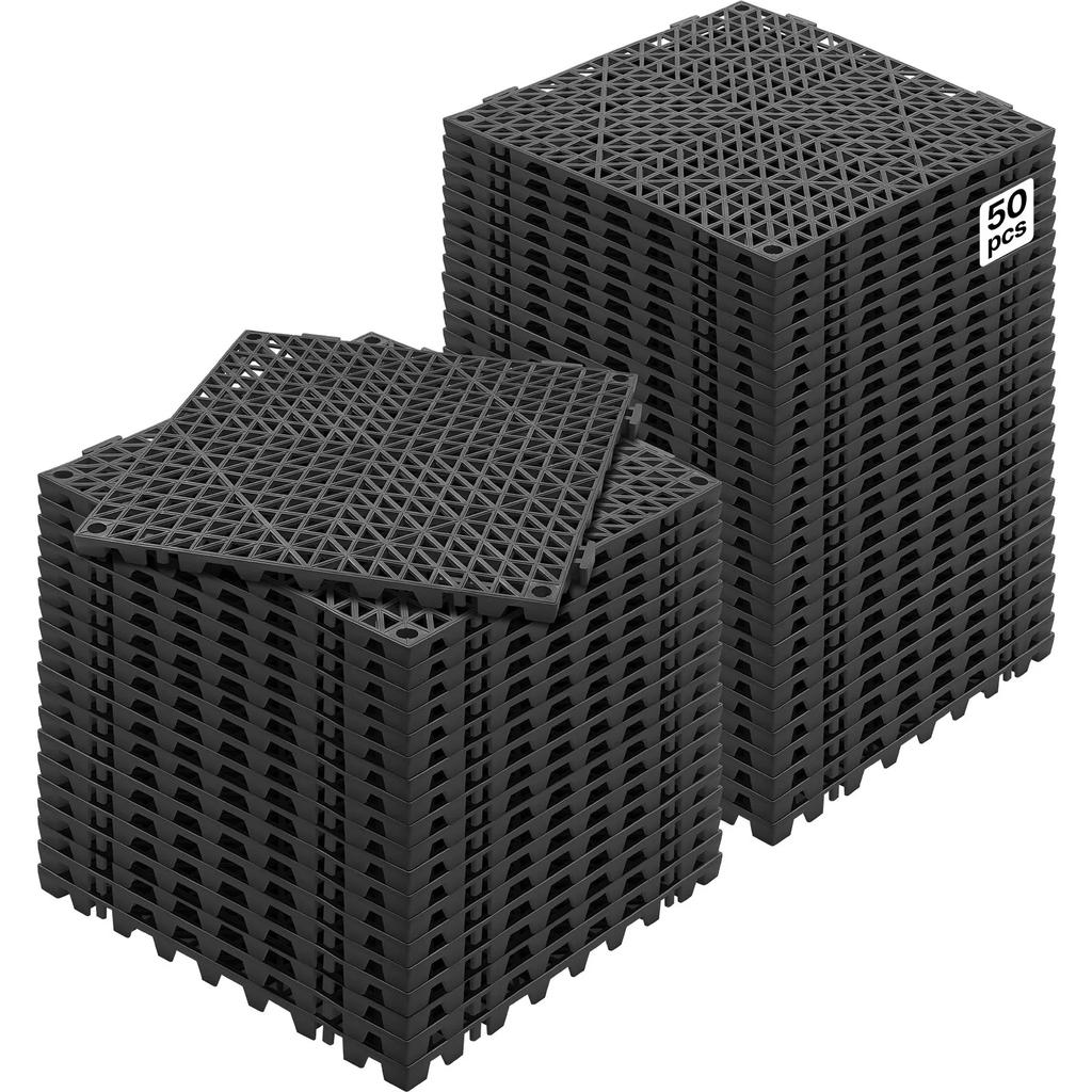 VEVOR Modular Interlocking Cushion, 50 Pack 30 X 30 Cm Splicing Drainage Mats, Soft PVC Interlocking Drainage Floor Tiles