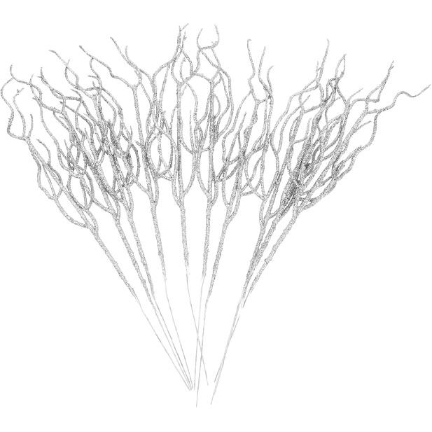 Yılbaşı Ağacı Sapları Simli Yılbaşı Çubukları 10 Adet Yılbaşı Yaprağı Gümüş Yapraklar Simli Yaprak Çubukları Simli Yılbaşı Dalları Yapay Kıvırcık Dal