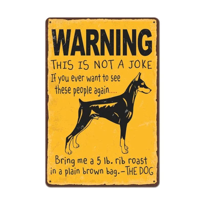 Retro Metal Tin Sign  Warning Dog  Vintage Wall Decor for Home Garden Cafe  Perfect for IndoorOutdoor Use  Rustic Poster Prin
