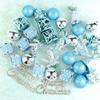 32Pcs Plastic Lake Blue Christmas Lottos Pack Pendant Tree Ornaments Pendant Decorations For Home Festive Party Supplies Gift
