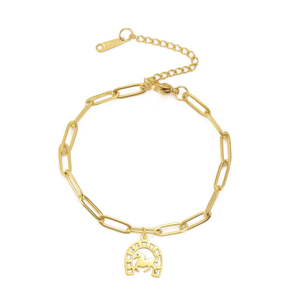 Vintage Hollow Horseshoe Pendant Bracelet Simple Fashion Women Jewelry