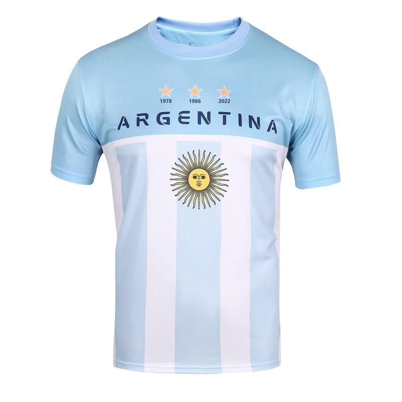 Maglietta Uomo Stampa 3D Bandiera Squadre Nazionali di Calcio Argentine 3 Stelle Sole di Maggio Stile Maglie Sportive Patriottiche Manica Corta
