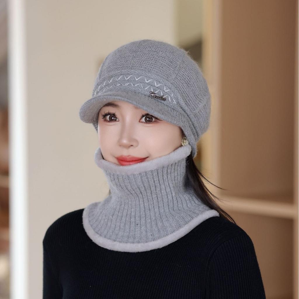 New Versatile Wool Hat for Autumn and Winter Women's Fashionable Thickened Warm Knitted Cold Proof Ear Protection Windproof Hat