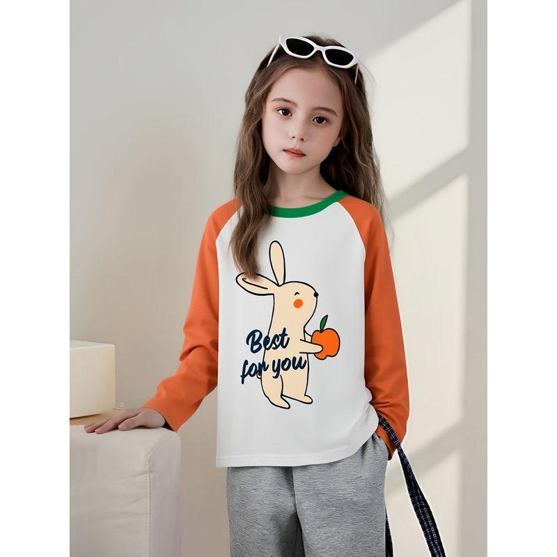 Trendy Children's Clothing for Girls, Pure Cotton Long-Sleeve T-Shirt, New Autumn Korean Style Cartoon Print Base Shirt, Baby Clothes Ins