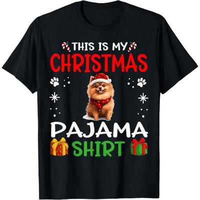 Pomeriaan hond Hond Nachthemd Pyjama Dit is mijn Kerst T-shirt voor Mannen Vrouwen Kinderen