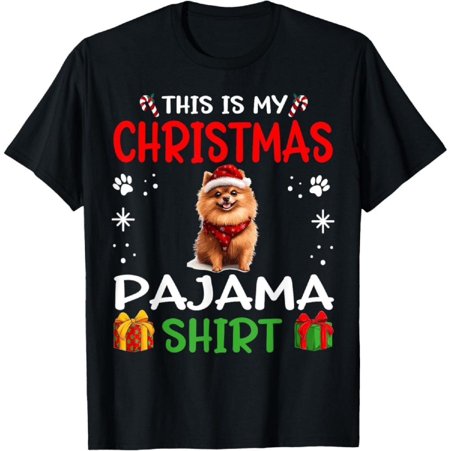Pomeranian dog Dog Nightgown Pajama This is my Christmas T-Shirt for Men Women Kids S