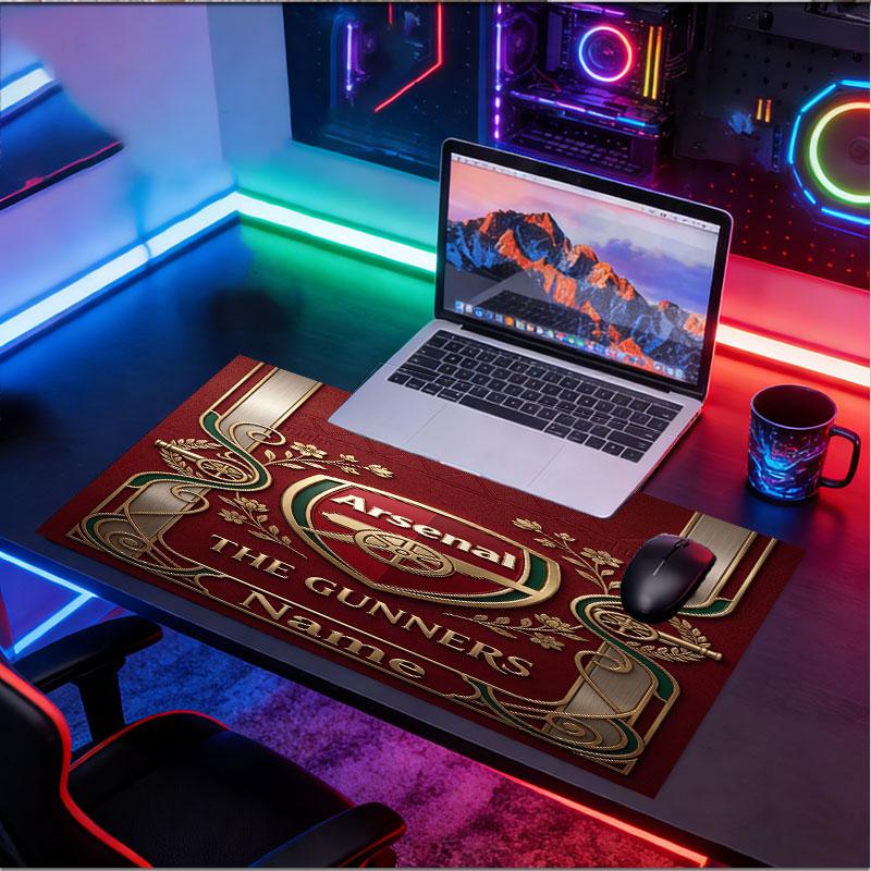 Custom Name Personalized Arsenal F.C Pattern Mousepad, Laptop PC Desk Mat, Decorative Desk Mat for Home Keyboard Pad Gift