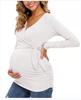 European and American trends Bao Ma cross V-neck breastfeeding T-shirt maternity top spot loose type