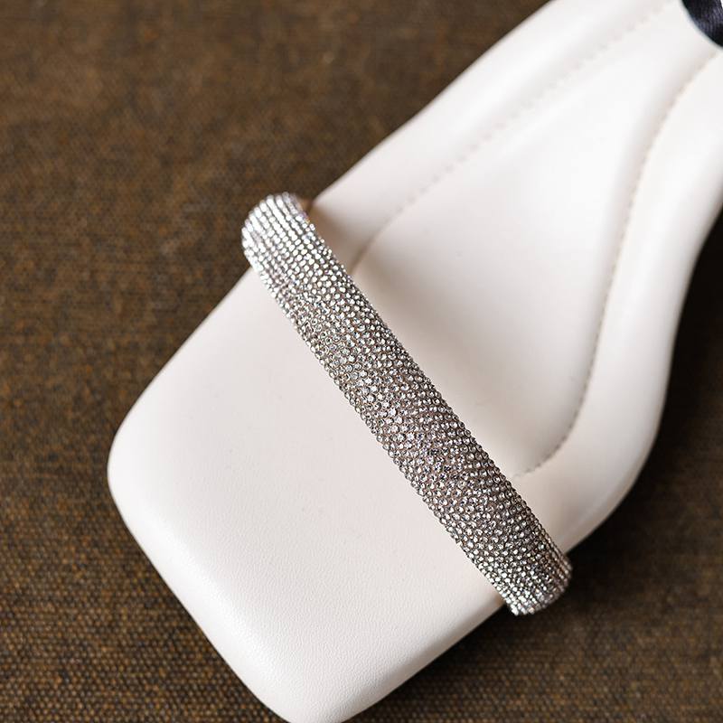 Krazing Pot Vollnarbenleder Peep Toe Stiletto High Heels Kristallperlen Sommer Schuhe Größe 44 Größe 43 Damen Sandalen