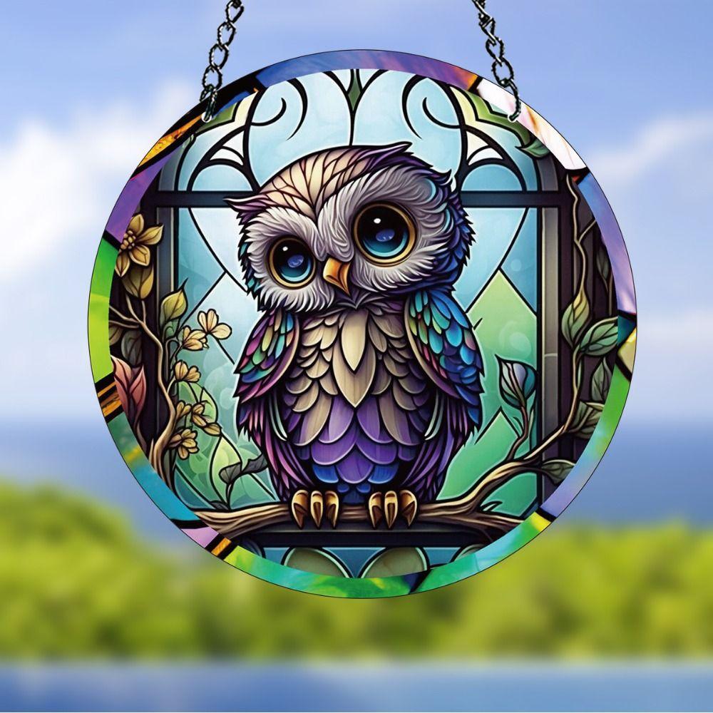 Easy to Install Halloween Owl Hanging Ornaments Painted Design Acrylic Window Pendant  Home