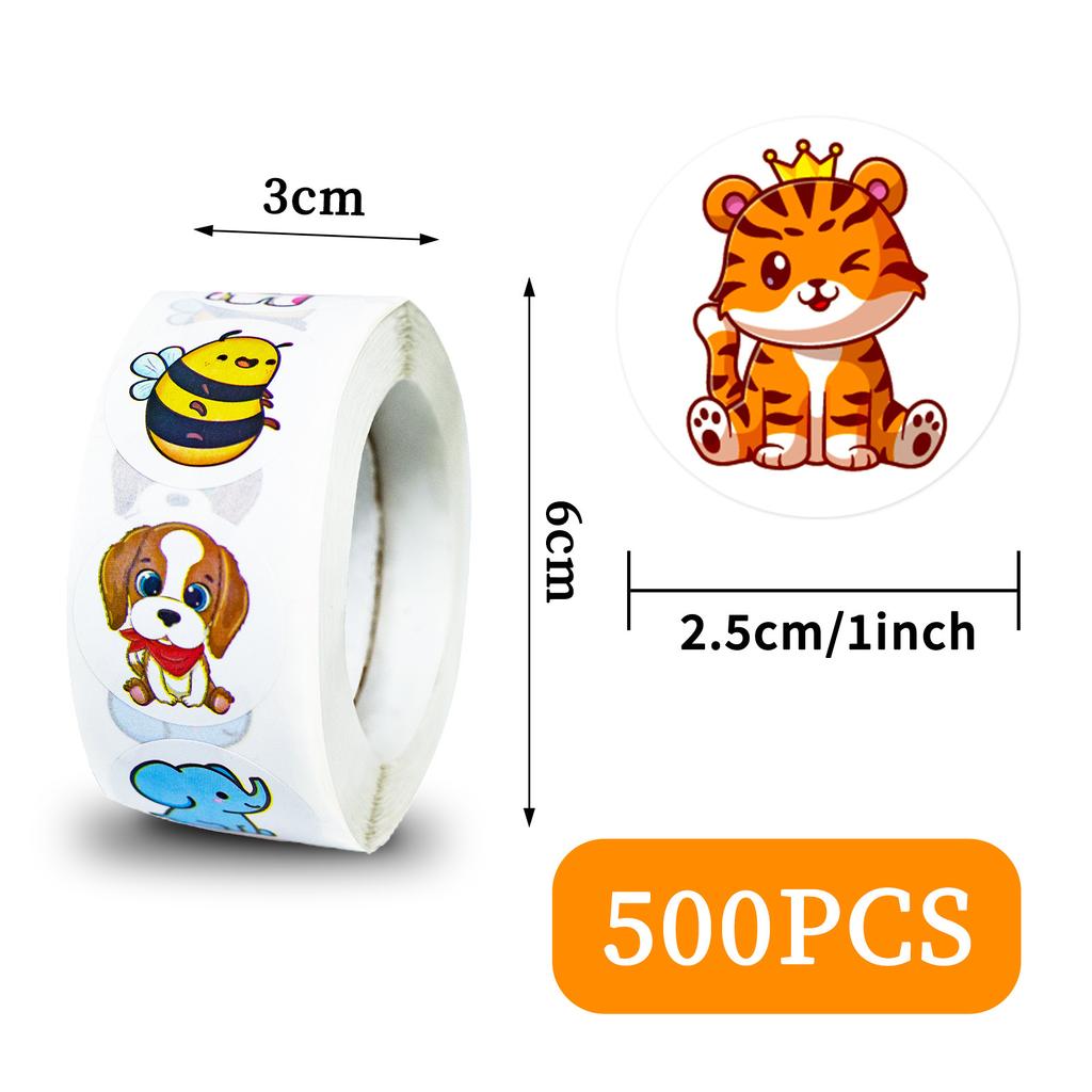 500pcs/roll Reward Stickers Cartoon Sealing Roll Stickers Hand Account Materials Decorative Envelopes Cute Sealing Stickers