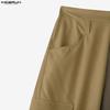 INCERUN Men Zip-up High Waist Stitching Bandage Casual Long Flare Trousers Pants