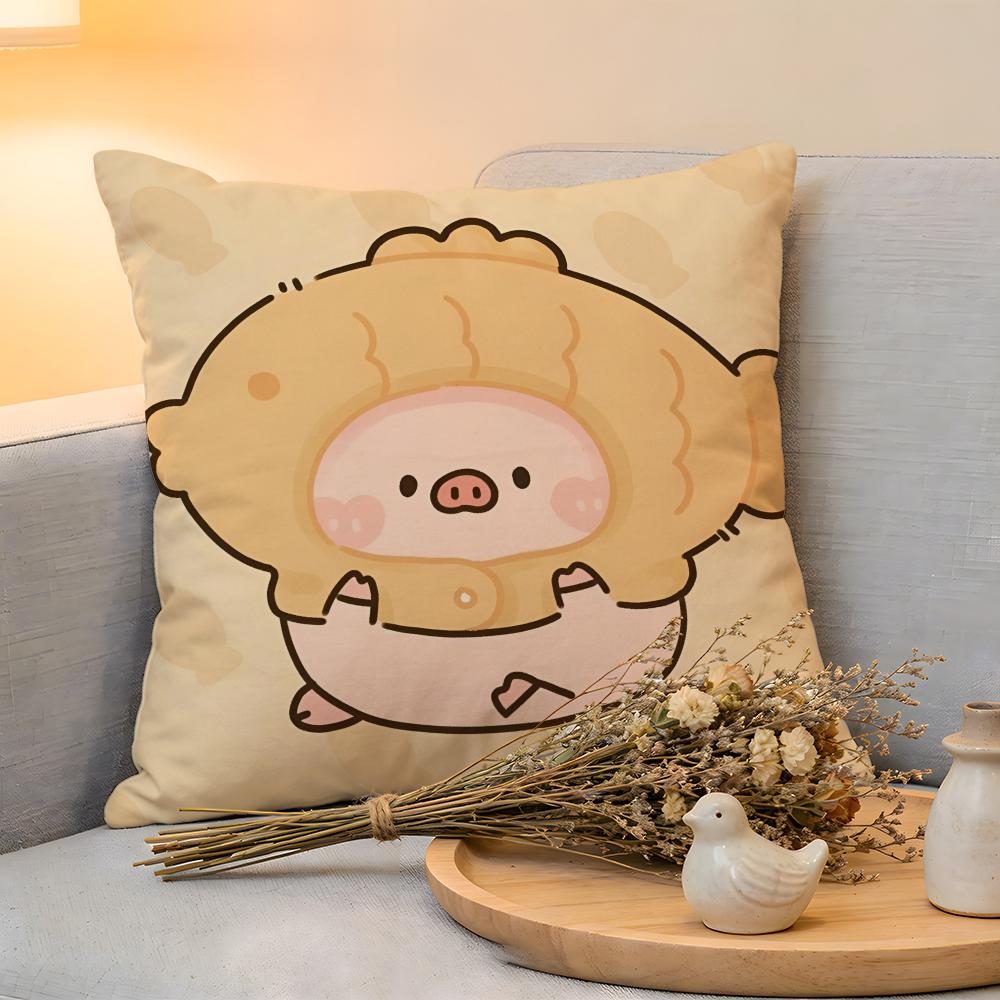 Cushion Cover  Linen  SkinFriendly Soft Decorative Case for Sofa Home Decor Cute Anime Pink Pig Kwaii Cartoon Pillow cover