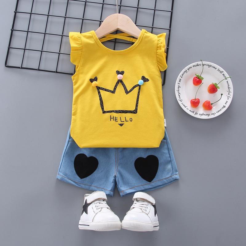 Summer Short Sleeve Set for Girls 1-4 Years - Baby Girl Fashion T-shirt Two-Piece