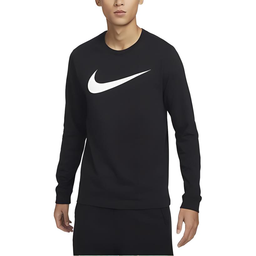 Nike Sportbekleidung Logo Rundhals Langarm T-Shirt Herren Oberteile Schwarz DZ2988-010