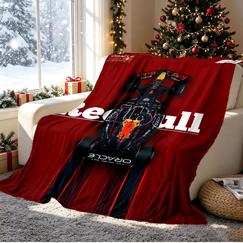 Red Bull Racing Pattern Blanket for Home Decoration, Bed, Sofa, Car Travel, Camping, Suitable for All Seasons, Birthday Christmas Gift