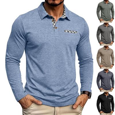 Men's Long Sleeve Casual Polo Shirt Pocket Button Collar Slim Fit Soft Fabric Comfortable Design Suitable for Daily Wear