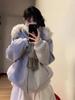 Women's High-End Quilted Woolen Coat with Fur Collar Hood and Thickening, Autumn/Winter Style