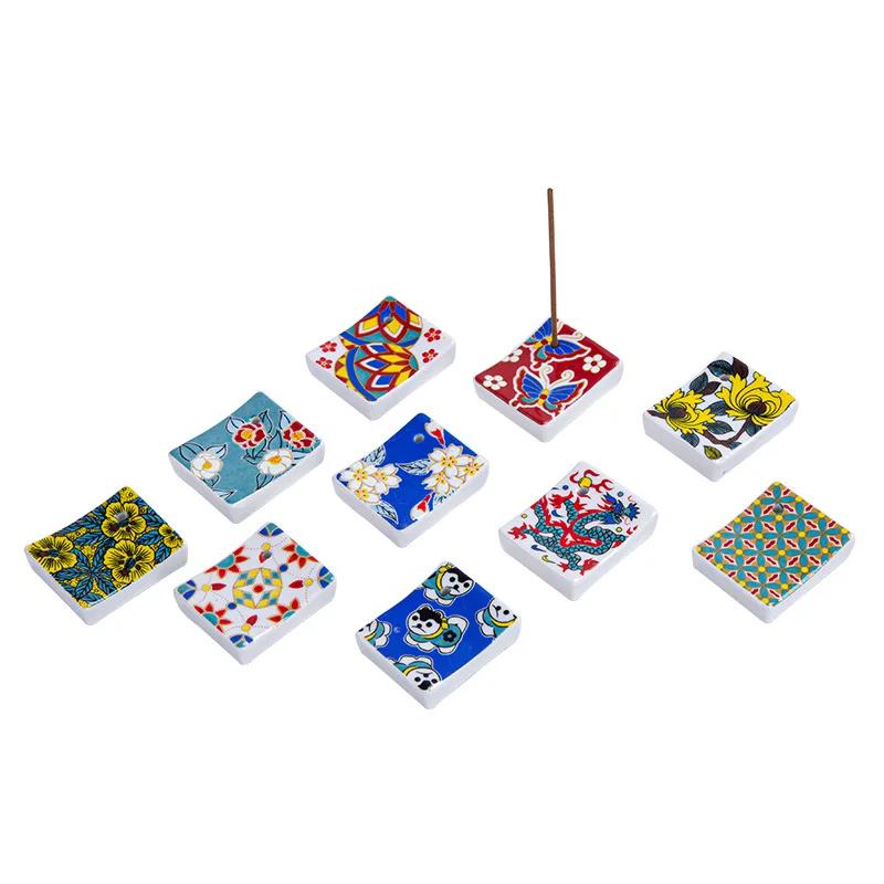 1pc Japanese Blossom Incense Burner Home Ceramic Decor Stick Holder Aromatherapy Censer Office Teahouse Ornament