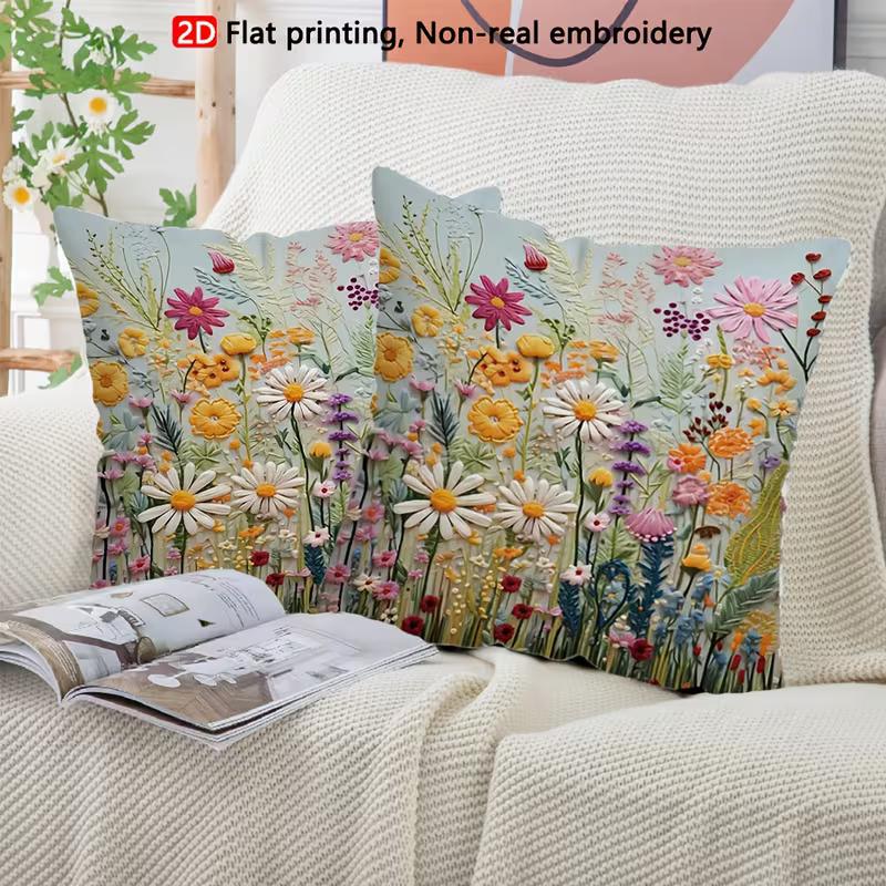 2D Digitally printed vibrant plant flower pattern pillowcase, durable polyester fiber with zipper for bedroom, living room and sofa decoration