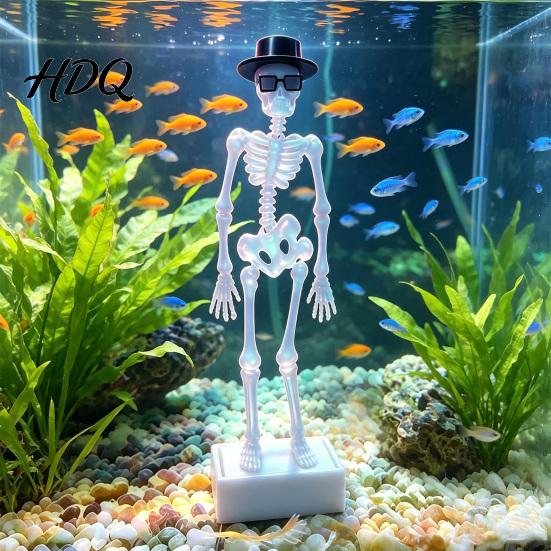 Desktop Fish Tank Decorations Dancing Skeleton Aquarium Bubbler with Adjustable Air Flow Underwater 3D Printed Unique for Powered Moving Skull