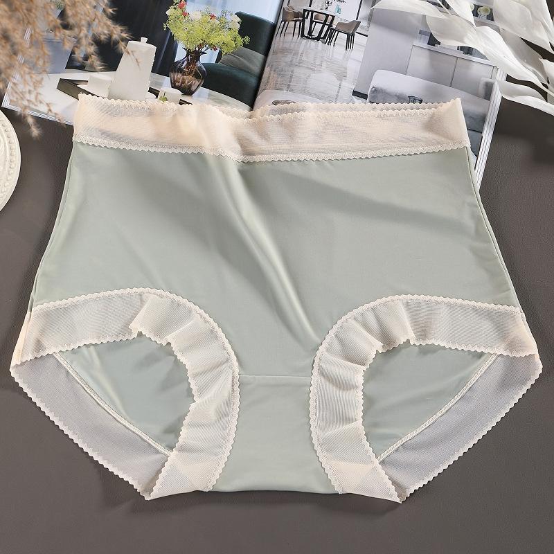 Big Size Female Summer Lace Ice Silk High Waist Shrink Belly Invisible No Mark Briefs