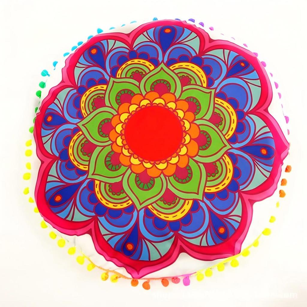 Bohemian 43cm/80cm Round Pillow Case Mandala Pattern Cushion Cover Indian Elephant Retro Meditation Floor Decorative Pillows
