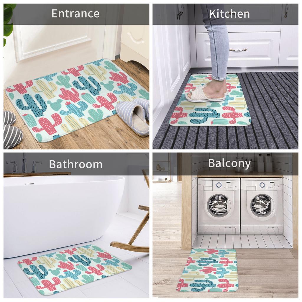 Colorful Cactus Floral Front Door Mat Anti-Slip Indoor Waterproof Cacti Succulents Doormat Garden Garage Entrance Rug Carpet