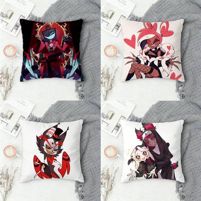 Hazbin Hotel HH Dark Comedy Adult Animation Doublesided Printed Square Decorative Cushion Cover for Sofa Living Room Home Decor