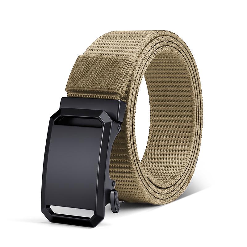 2025 Men's Ultra-Thin Holeless Automatic Buckle Canvas Nylon Leather Belt