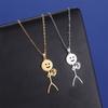  Funny Basketball Doodle Pendant Necklace for Men Women Hip Hop Stainless Steel Cute Stickman Necklaces Sport Jewelry