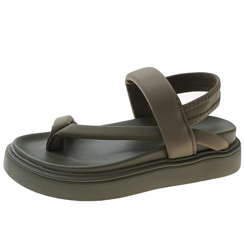 Internet celebrity Roman sandals women 2025 summer thick-soled muffin shoes soft leather toe herringbone casual women's shoes