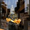 1Pc Sticker Large Bow Golden Christmas Tree 40x55CM Xmas Tree DIY PVC Christmas Window Decal Home Windows