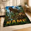 Roaring T Rex Jungle Name Coral Fleece Blanket Dinosaur Decor