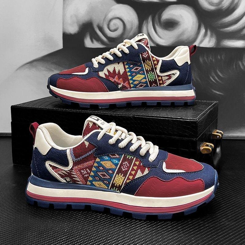 Fashion versatile printed dad shoes men's shoes spring casual shoes Chinese style embroidered men's sports shoes Forrest Gump board shoes