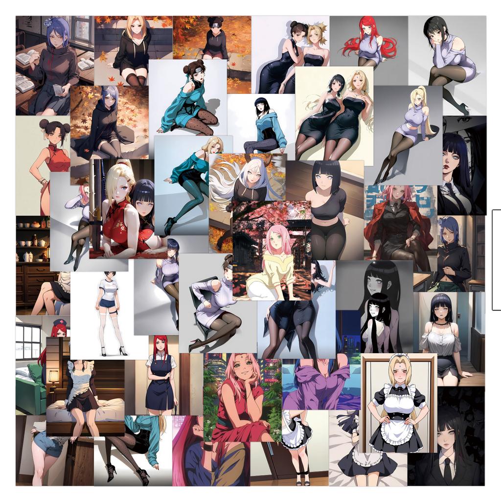 64 New Styles of Naruto Girls Group 4 Open Graffiti Stickers Decorative Scooter Water Cup DIY Personality Stickers