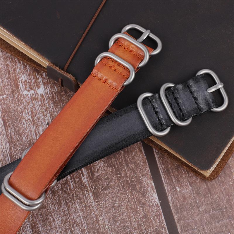 Handmade Retro Wiped Color Genuine Leather Watch Strap, 20/22mm