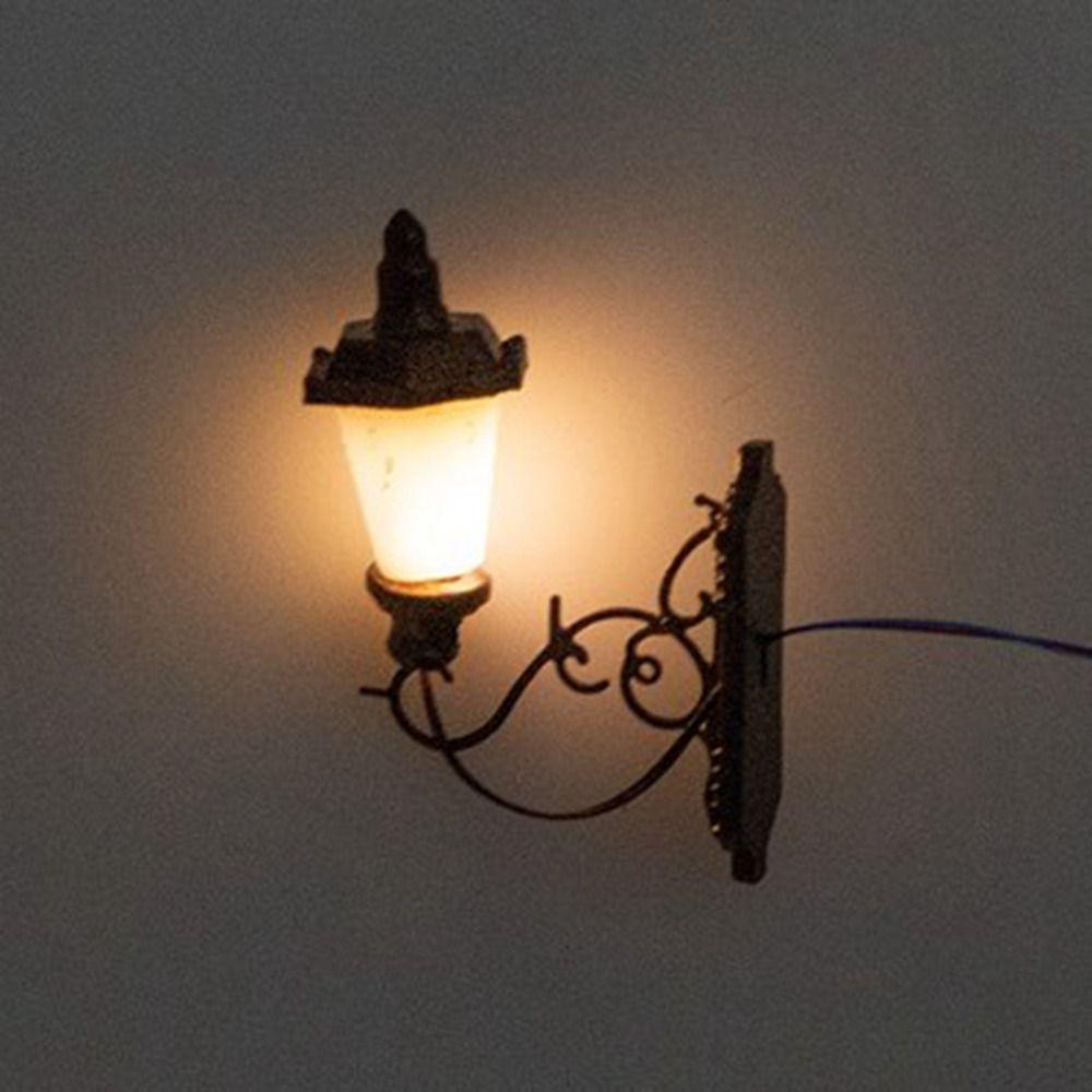 2.2*2.8cm White/Warm Light Model ABS Metal Material Sand Table Chandelier New Dollhouse Wall Lamp