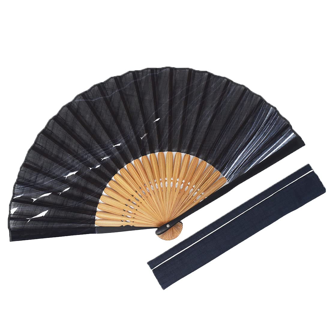 

Kimono Cloth Fan Fan Bag Set Dyed Bone Ren Fish 22cm [Stylish Iroha] Men s (Navy Blue) Темно-синій