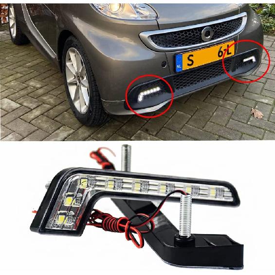 12V Car Daytime Running Lights DRL; Fog Lamps with 8 Pcs White LED Light Beads, Waterproof Bright Car Lights (1 Pair)