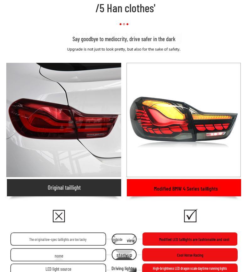 BMW 4 Series F32 F36 LED Taillight Mod: Dragon Scale Daytime, Reversing, and Brake Lights Assembly