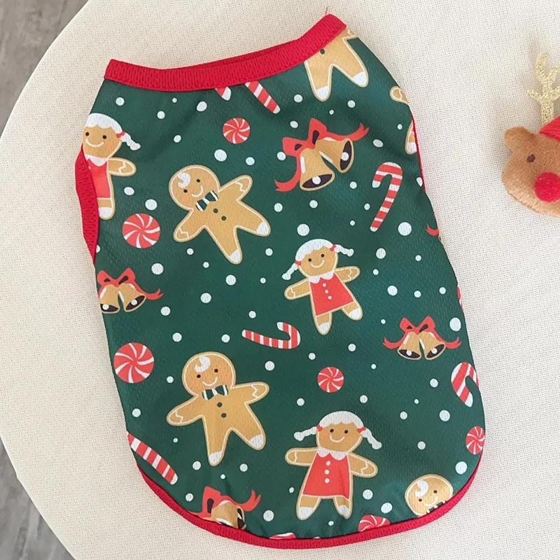 Christmas Pet Clothes Deer Snowman Print Dog Vest Coat Holiday Cute Puppy Costume for Small Medium Dogs Cats Yorkshire Chihuahua