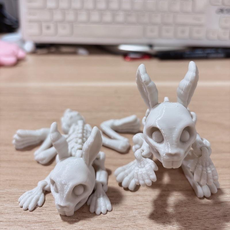3D Printed Skeleton Rabbit Statues and Movable Skeleton Rabbit Ornaments for Halloween, Day of The Dead, Christmas, and Easter
