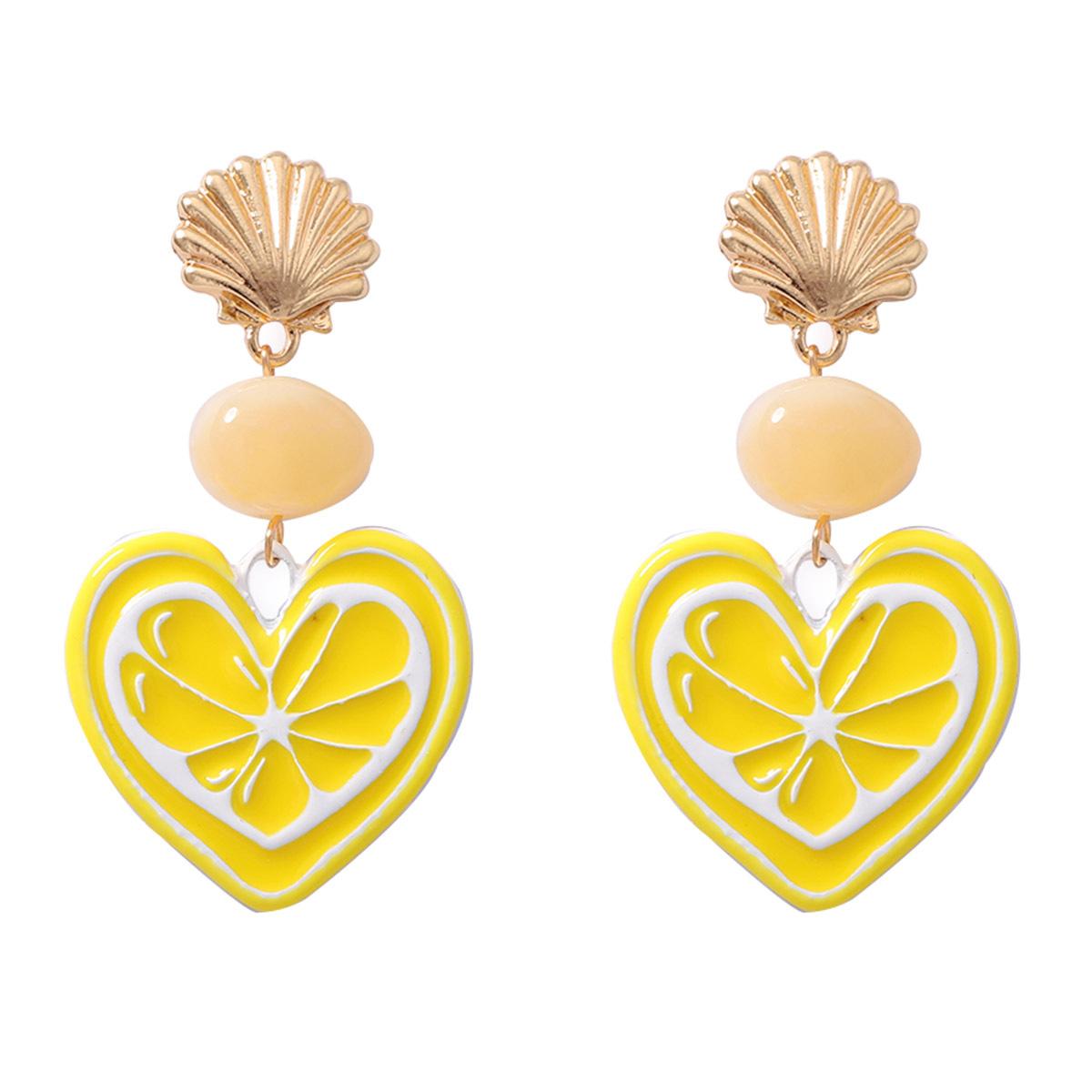 Heart Drop Earrings Sweet Summer Style Jewelry жёлтый