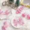 Pink Glitter Christmas Ornaments Acrylic Bow/Bell/Tree/Ballerina Hanging Decorations for Xmas Tree Holiday Party Decor