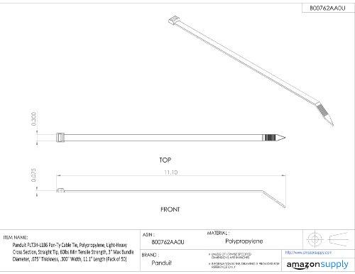 Panduit Tamper-Proof Polypropylene Metal Detectable Cable Ties, HACCP Compliant, 7.6mm Wide x 290mm Long, Pack of 50, Navy Blue, PLT3H-L186